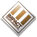 A Brown And White Logo For Impact Environmental.