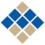 A Blue And Beige Diamond Shaped Logo.